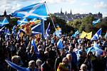 Demonstrace za nezávislost Skotska.