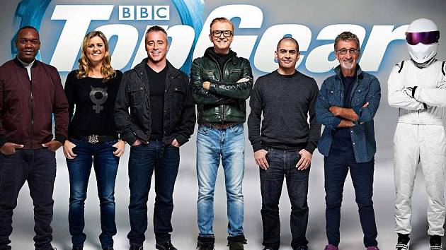 Nový Top Gear představil sestavu moderátorů, hvězdami mají být Rory Reid, Sabine Schmitz, Matt LeBlanc, Chris Evans, Chris Harris, Eddie Jordan a Stig (zleva).