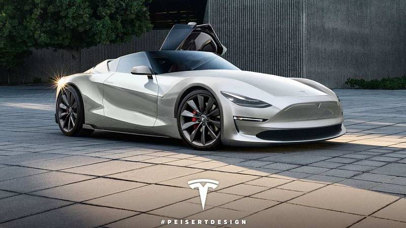 Neoficiální ilustrace nové generace Tesly Roadster.