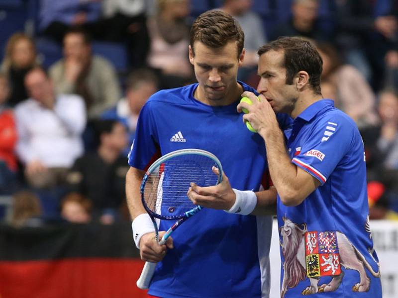 Tomáš Berdych (vlevo) a Radek Štěpánek v Davis Cupu proti Německu.