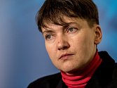 Ukrajinská politička Nadija Savčenková vystoupila 12. ledna v Praze na tiskové konferenci.