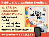 Pojďte s regionálním Deníkem  17.září do pražského Kampa parku, kde se koná  Český rozvojový den a v rámci této akce se můžete zapojit do soutěže o 3 tablety. 