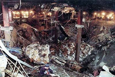 Zničená podlaží Světového obchodního centra po bombovém útoku z 26. února 1993