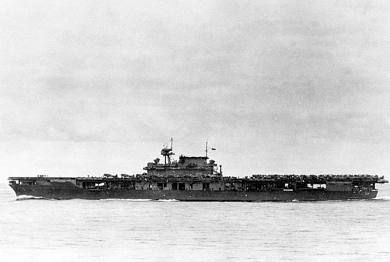 Letadlová loď USS Yorktown, která byla potopena Japonci za druhé světové války. Vrak plavidla objevil koncem 90. let oceánograf Robert Ballard.