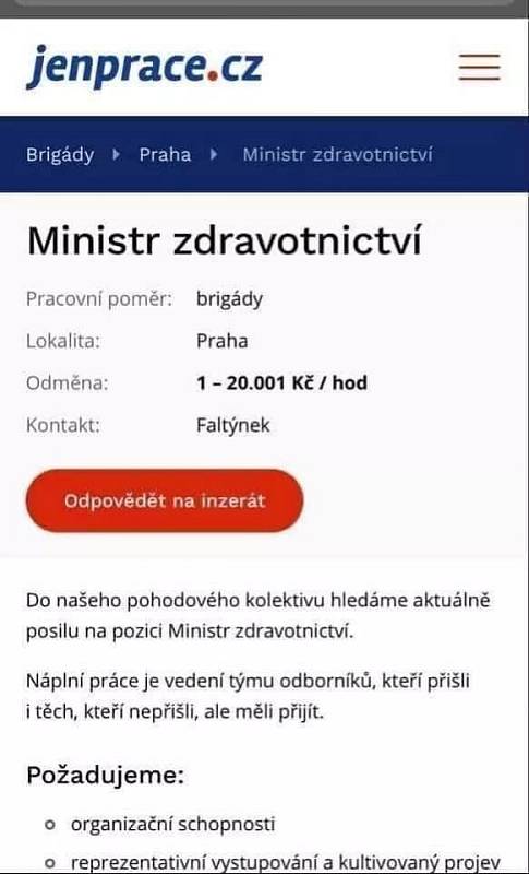 Hledá se ministr zdravotnictví