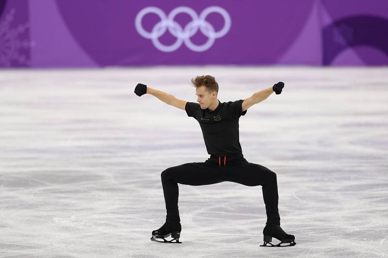 Michal Březina na tréninku v Gangneung Ice Arena