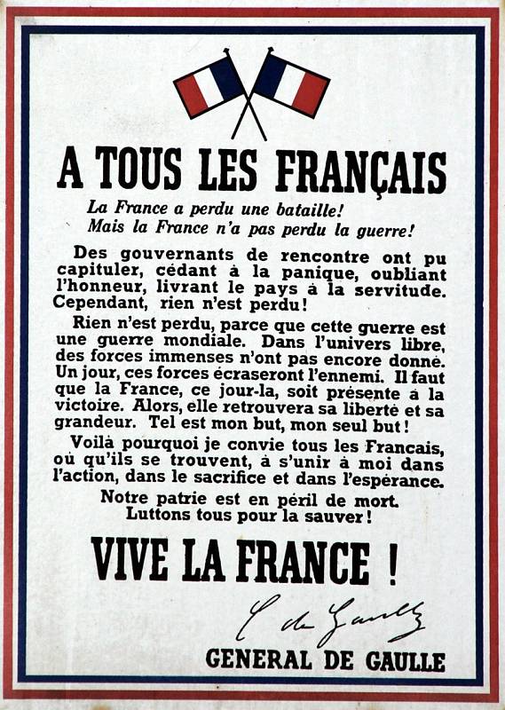 Všem Francouzům!, De Gaullova výzva z 18. června 1940