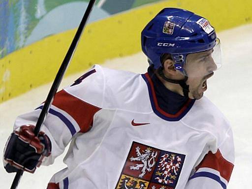 Tomáš Plekanec se raduje z gólu proti Rusku na olympijském turnaji ve Vancouveru.