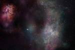 Umělecká představa emisí vody a uhlíku v galaxii SPT0311-58