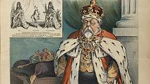 Karikatura britského krále Eduarda VII. z doby, kdy se stal britským panovníkem. Král byl labužníkem, v době korunovace údajně měřil v pase 122 centimetrů.