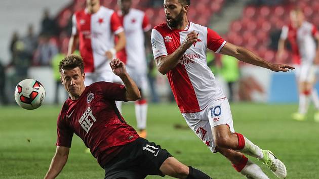 Lukáš Mareček ze Sparty (vlevo) a Josef Hušbauer ze Slavie.