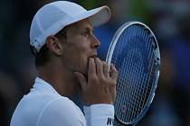 Tomáš Berdych žádá rozhodčího, aby zápas kvůli šeru přerušil. Neuspěl.