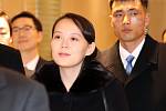 Kim Jo-čong, sestra severokorejského diktátora Kim Čong-una, po příletu do jihokorejského Inčcheonu.