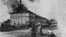 Hořící důl Marie na Březových Horách 31. 5. 1892 na vyobrazení akademického malíře Viktora Olivy, 31. května 1892