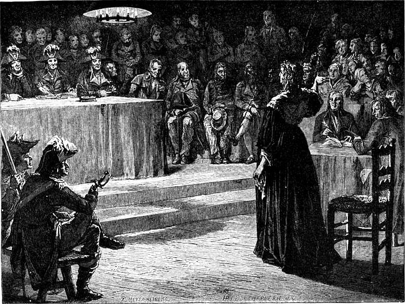 Marie Antoinetta před revolučním soudem. Byla odsouzena ke smrti.