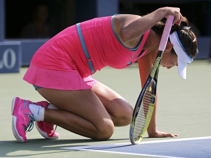 Pcheng Šuaj v semifinále US Open 2014 zkolabovala vyčerpáním.