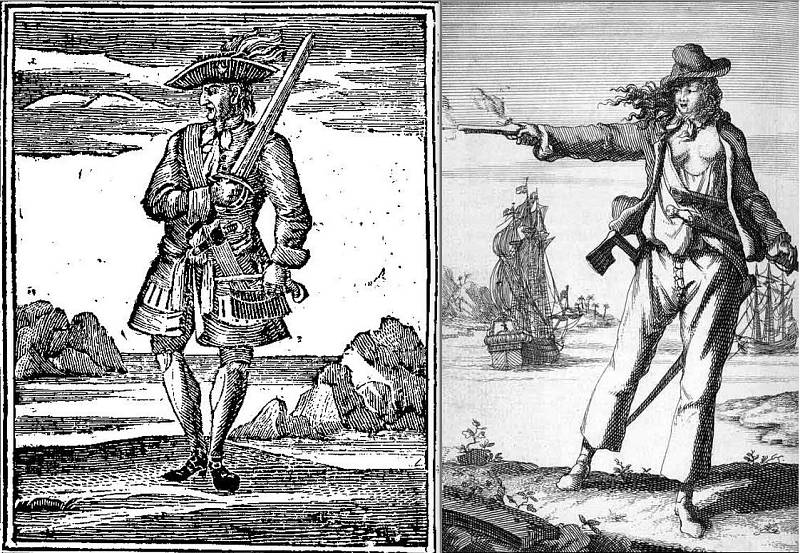 Jack Rackham alias Calico Jack a jeho milenka Anne Bonnyová. Pro vztah s Jackem hrozil vdané Bonnyové veřejný výprask, nakonec přesto s pirátem utekla