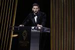 Lionel Messi při vítězném proslovu.