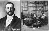 Vynálezce rozhlasového vysílání Reginald A. Fessender a jeho vysílací alternátor z roku 1906