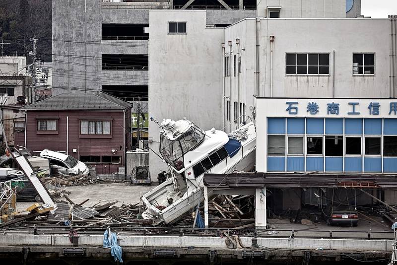 Následky tsunami v japonském městě Fukušima