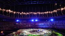 Závěrečný ceremoniál, při němž byly ukončeny XXXII. letní olympijské hry v Tokiu.