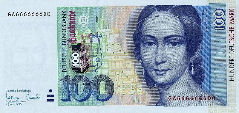 Clara Schumannová na stomarkové bankovce