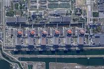 Záporožská jaderná elektrárna na satelitním snímku společnosti Planet Labs PBC z 28. srpna 2022