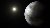 Umělá vizualizace potenciálně obyvatelné planety Kepler-452b.