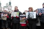 Smuteční průvod na připomenutí obětí protivládních demonstrací na Ukrajině od kostela sv. Klimenta na Staroměstské náměstí 26.ledna.