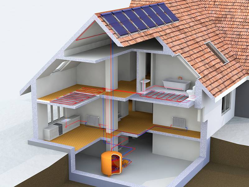 Pro snížení potřeby tepla na přípravu teplé vody lze využít solární kolektory v kombinaci s akumulační nádrží.
