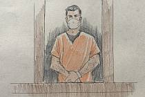 Obviněný bývalý policista Thomas Lane na kresbě ze soudní síně v Minneapolisu.