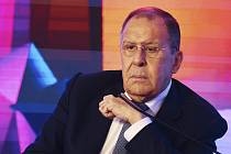 Ruský ministr zahraničí Sergej Lavrov během jedné z diskusí na summitu G20 v Dillí, 3. března 2023.