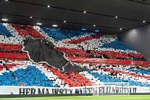 Choreo fanoušků Glasgow Rangers.