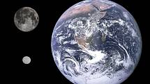 Srovnání velikosti Země, pozemského Měsíce a trpasličí planety Ceres