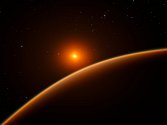 Umělecká představa exoplanety LHS 1140b, obíhající kolem hvězdy typu červený trpaslík, jež aspiruje na titul "nejlepší k hledání známek života mimo sluneční soustavu"