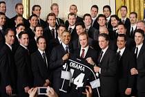 Americký prezident Barack Obama přijal v Bílém domě vítěze Stanley Cupu hokejisty Los Angeles.