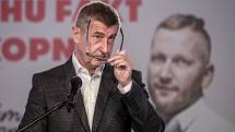 Volební štáb ANO při volbách do zastupitelstev obcí a senátu 6. října v Praze. Andrej Babiš