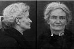 Violet Gibsonová na policejním identifikačním snímku krátce po atentátu. Na italského diktátora stačila vystřelit jen jednou, pak ji napadl dav Mussoliniho příznivců. Zatčení policií ji nejspíš zachránilo
