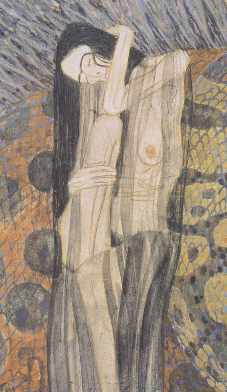 Gustav Klimt: Trýznivý smutek, detail