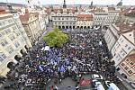 Protest odborů proti vládnímu konsolidačnímu balíčku, 27. listopadu 2023, Malostranské náměstí, Praha.