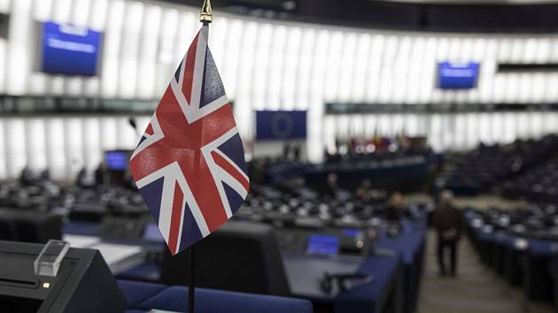 Britská vlaječka v Evropském parlamentu - ilustrační foto.