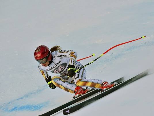 Česká lyžařka Ester Ledecká pří závodu SP v sjezdovém lyžování (super-G ženy), 21. ledna v německém Garmisch-Partenkirchenu.