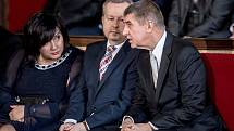 Inaugurace prezidenta Miloše Zemana pro jeho druhé funkční období probíhala 8. března ve Vladislavském sále Pražského hradu. Alena Schillerová, Richard Brabec, Andrej Babiš.