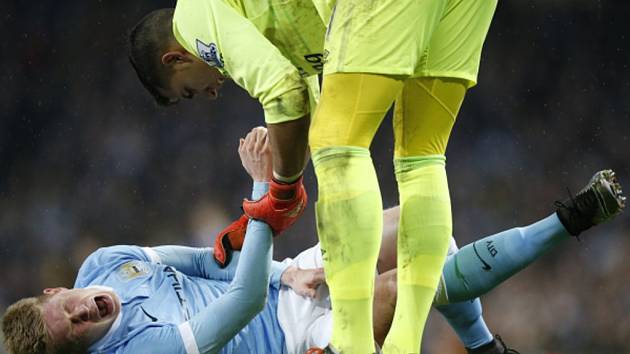 Zraněný Kevin De Bruyne z Manchesteru City.