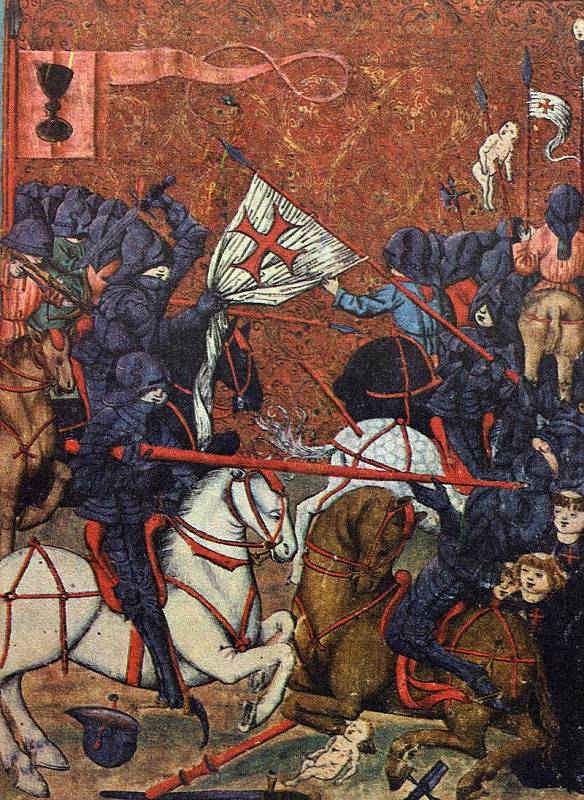 Boj husitů s křižáky, jak byl zachycen v Jenském kodexu