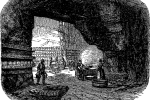 Ilustrace skalních sklepů v Roquefortu z roku 1897