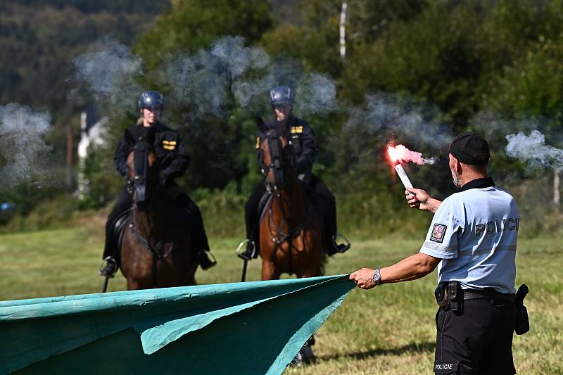 Policie založila roku 1991 jízdní oddíl v Praze, o dva roky později také ve Zlíně a v Brně. Služební koně používají i strážníci městské policie v Ostravě, Pardubicích a v Praze.