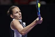 Česká tenistka Karolína Plíšková v utkání Turnaje mistryň v Šen-čenu