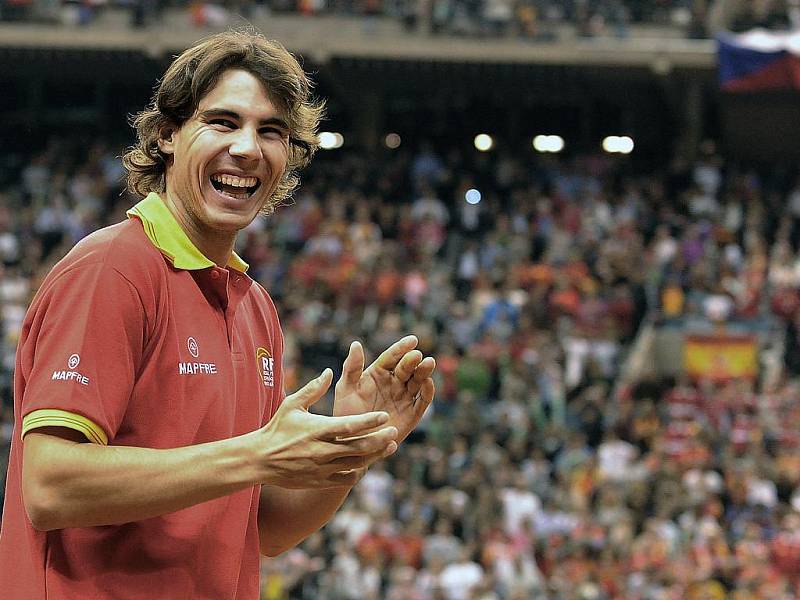 Rafael Nadal bezprostředně po zisku rozhodujícího bodu.