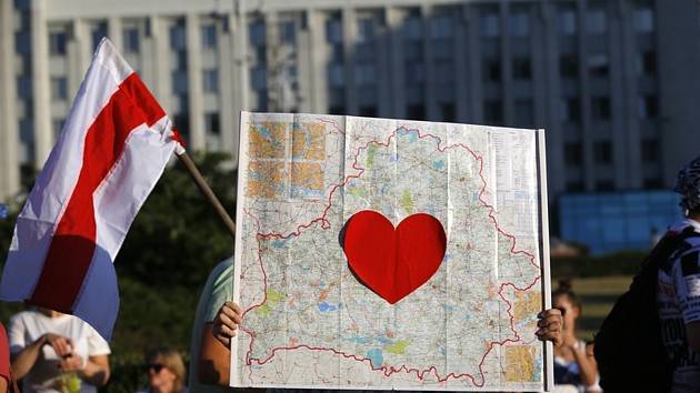 Protivládní demonstrace v Minsku, 17. srpna 2020.